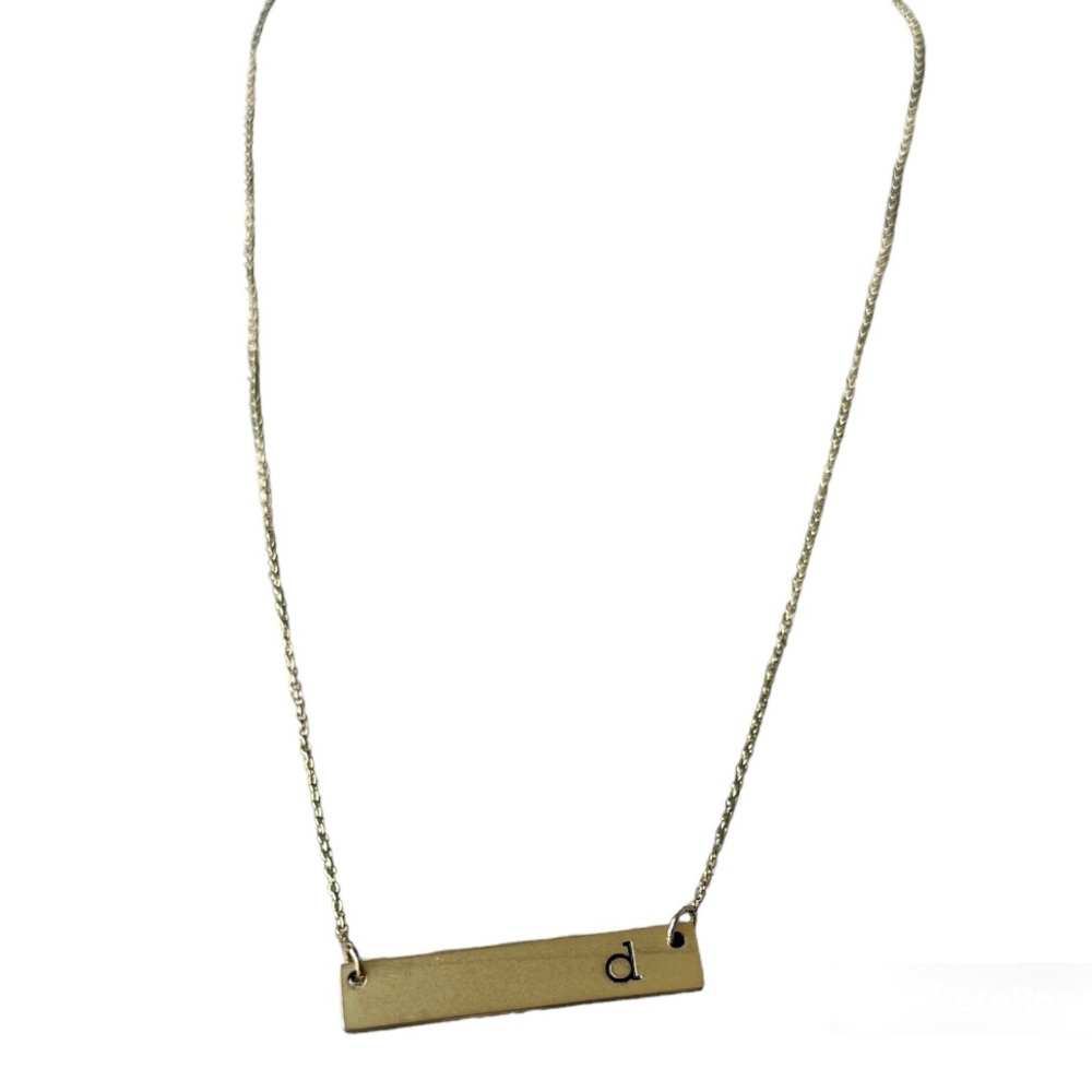 Gold Bar Initial “d” necklace